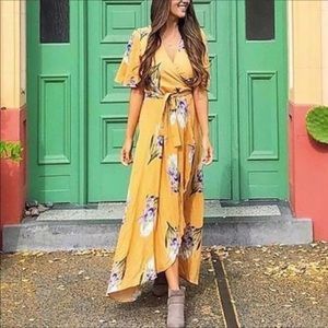 NEW Maternity Yellow/Purple Floral Faux Wrap Dress
